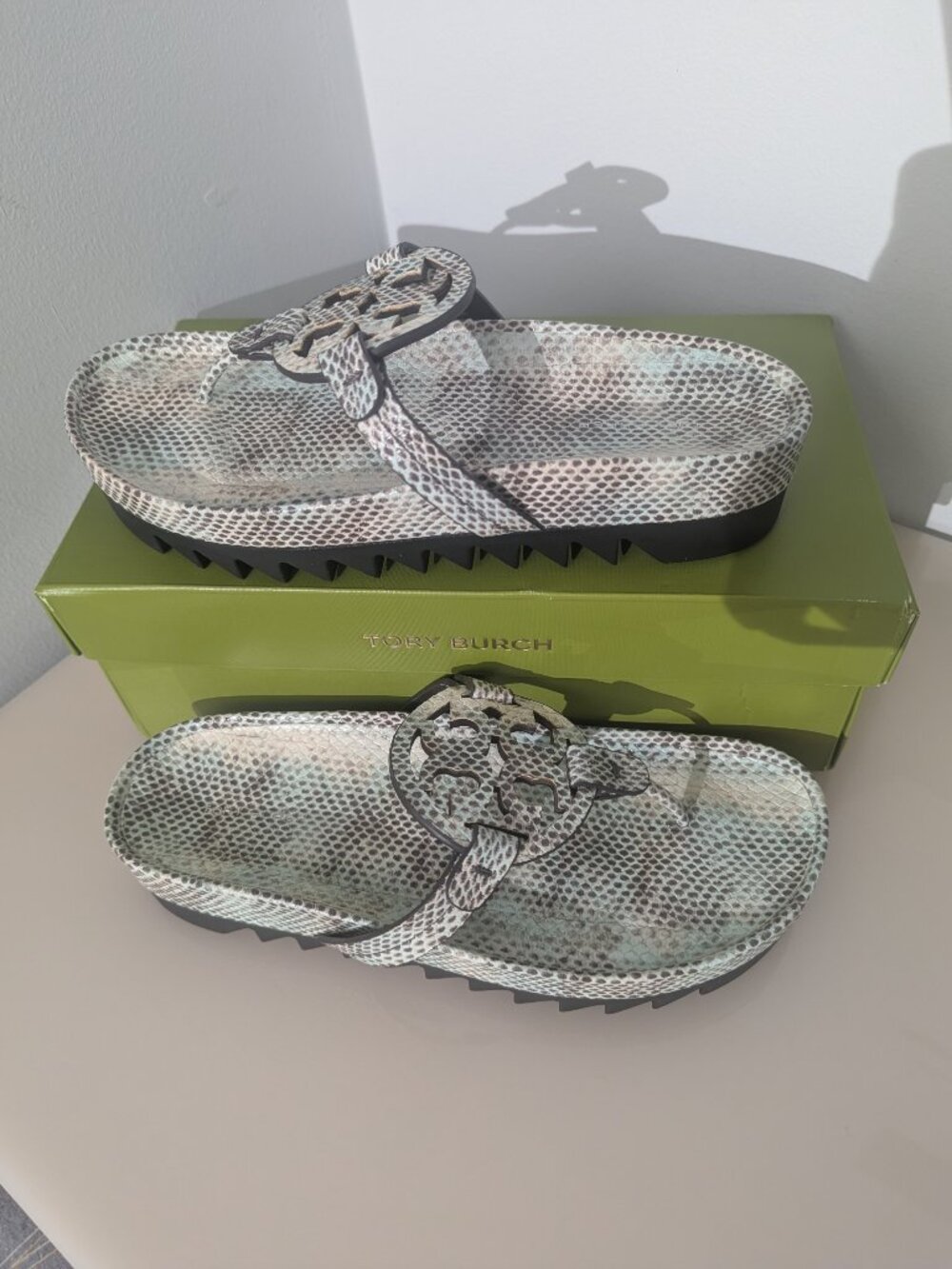 Tory Burch $258 Miller Cloud Lug Sandals Snake print - Picture 5 of 12